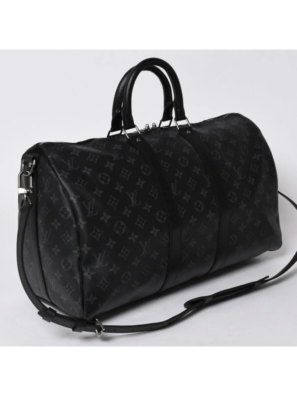 Louis Vuitton Keepall Bandouliere 45 Monogram Eclipse Canvas Black Leather